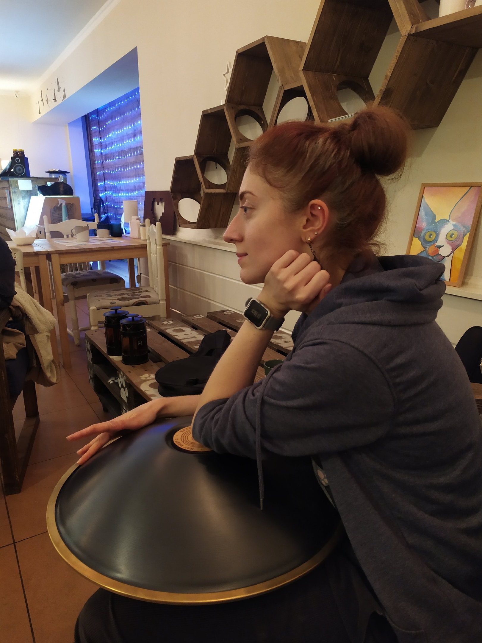 Тверские музыканты сыграли на странных инструментах в котокафе