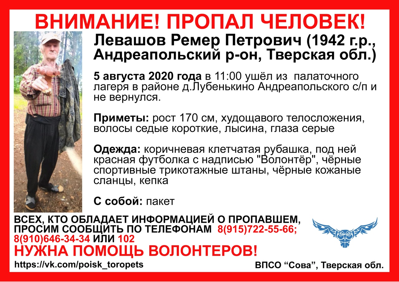 В Тверской области ищут пожилого мужчину, который пропал из палаточного лагеря