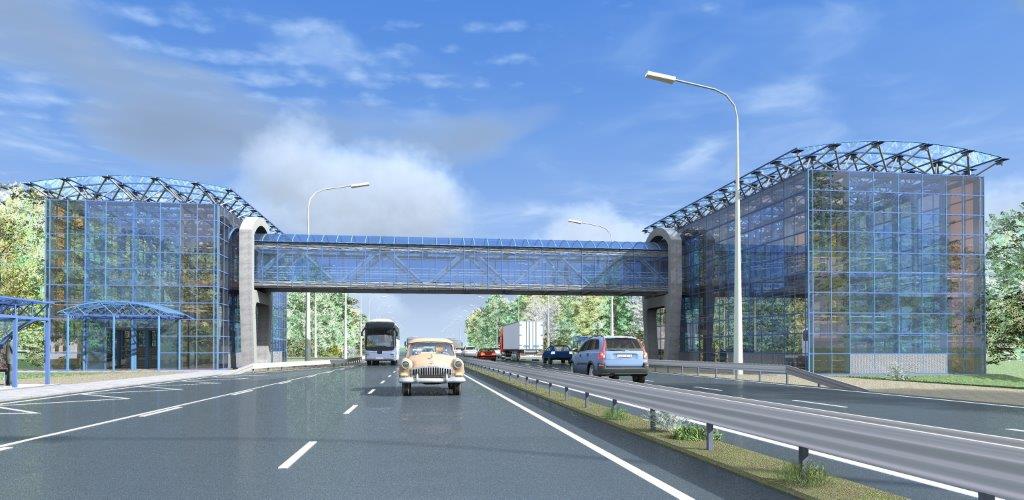 На трассе М-10 под Тверью строят два прозрачных надземных перехода