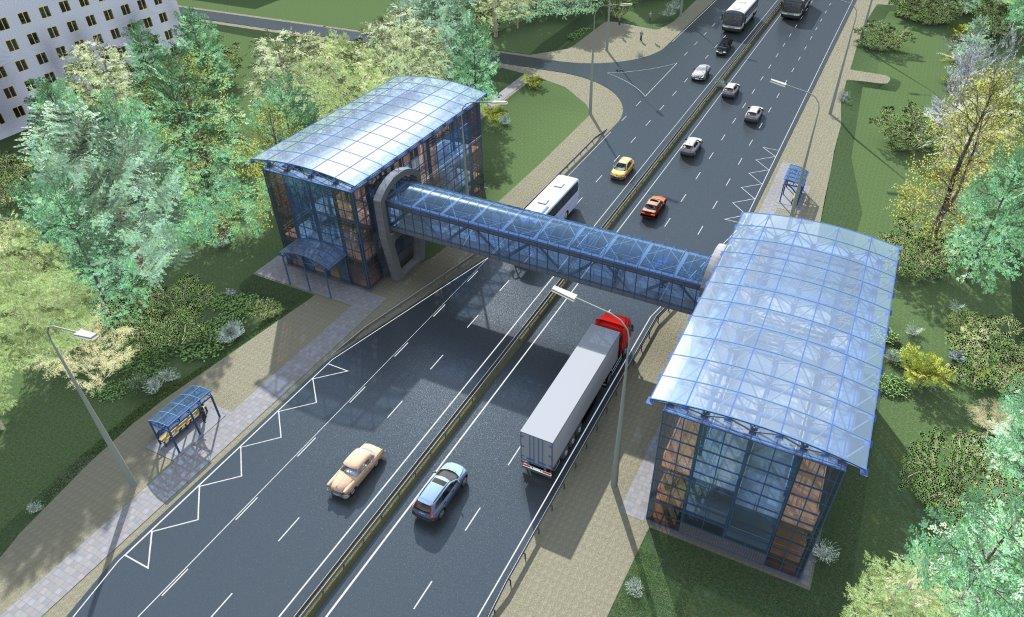 На трассе М-10 под Тверью строят два прозрачных надземных перехода