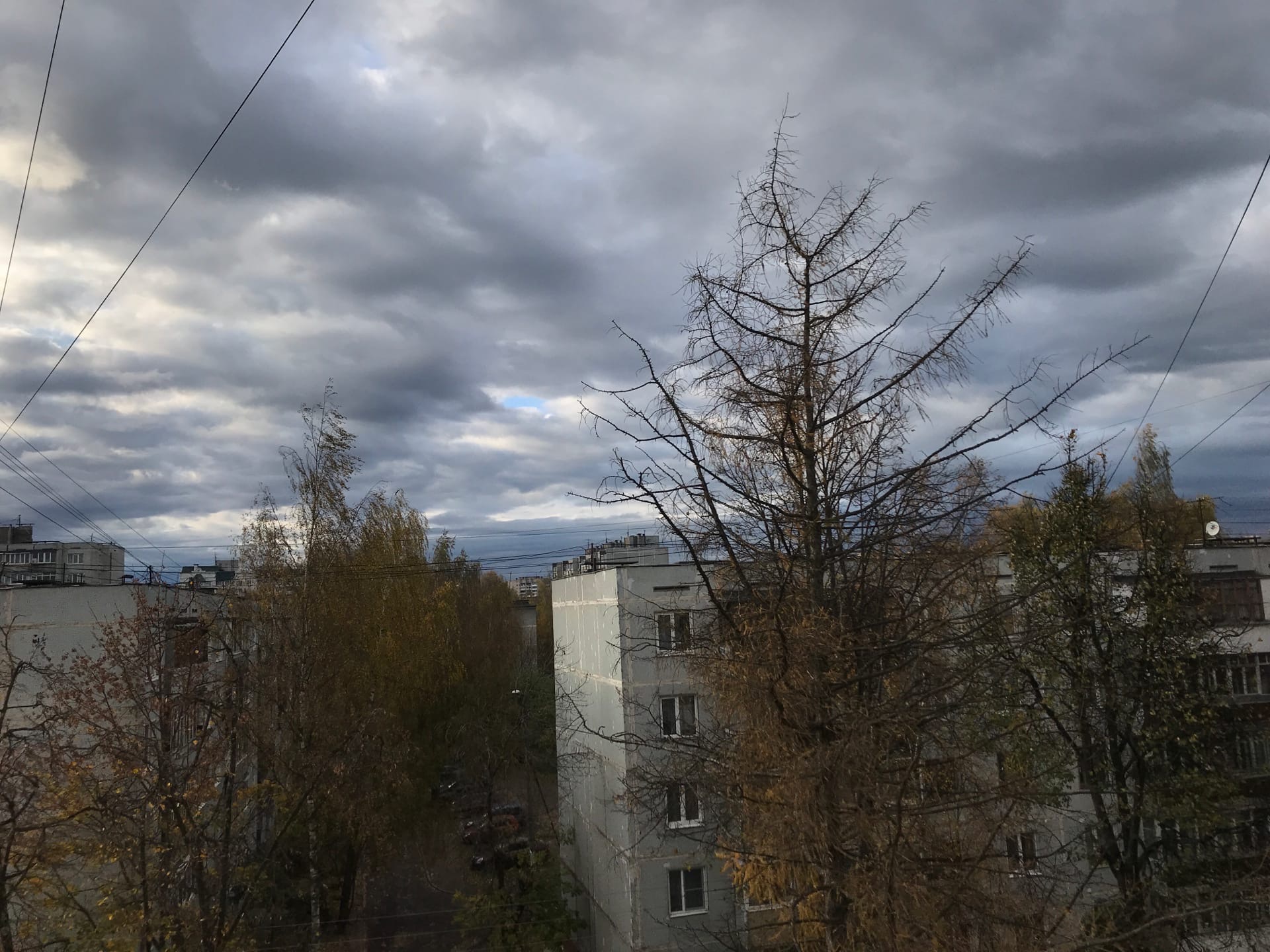 К Твери подбираются тучи с проливным дождём