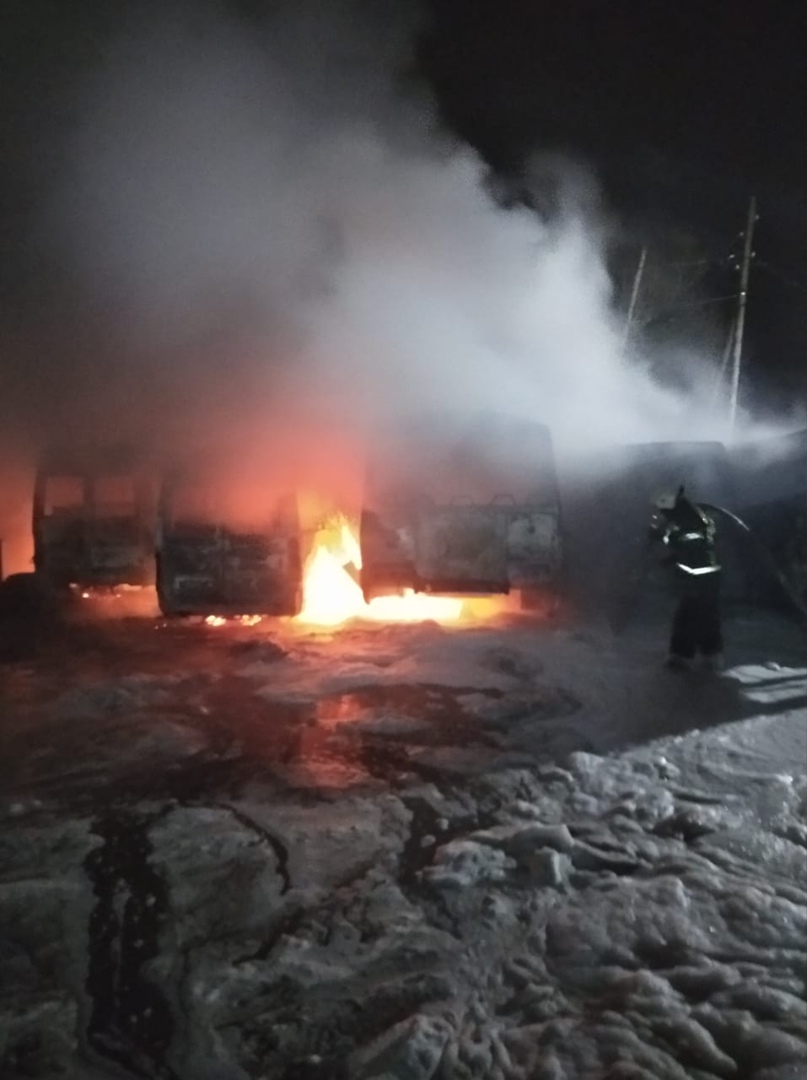 В Тверской области ночью полыхали сразу несколько автобусов