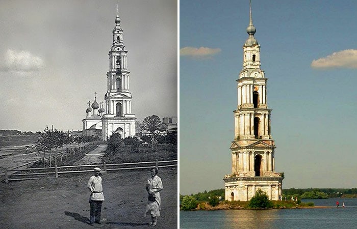 Улица города с колокольней