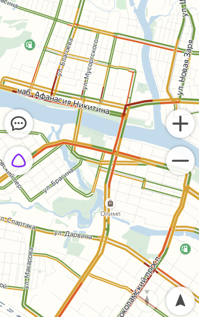 Утром 15 декабря центр Твери и ближнее Заволжье встали в пробках