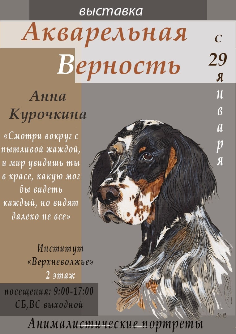В Твери пройдет выставка художника-анималиста Анны Курочкиной «Акварельная верность» tverlife.ru - новости Твери и Тверской области