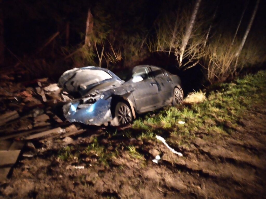 В Калининском районе иномарка съехала в кювет