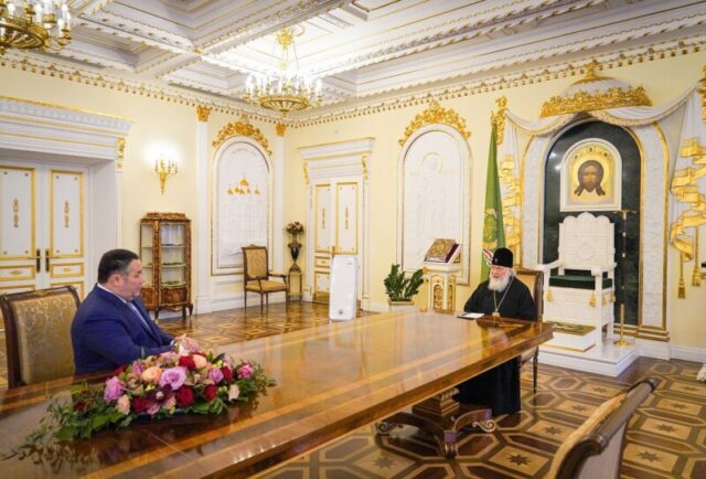 Святейший Патриарх Кирилл провел встречу с губернатором Игорем Руденей в Москве Святейший Патриарх Кирилл провел встречу с губернатором Игорем Руденей в Москве