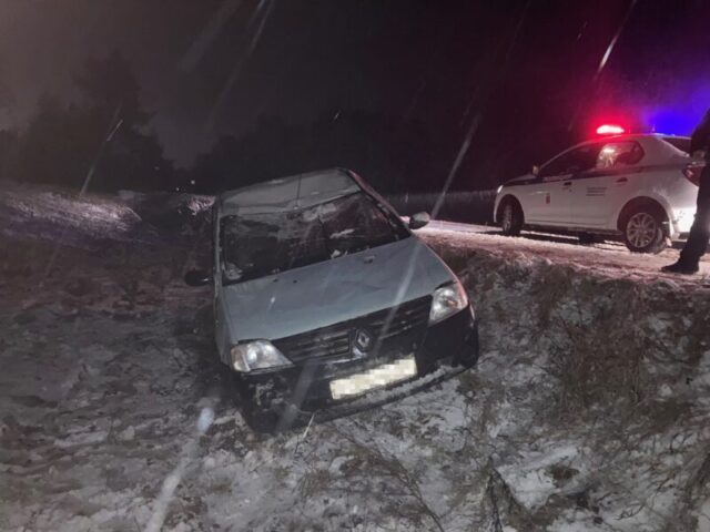 В Тверской области иномарка вылетела в кювет