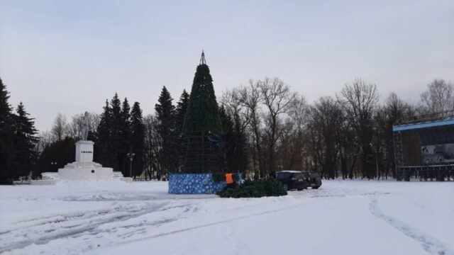 В Ржеве устанавливают главную елку города