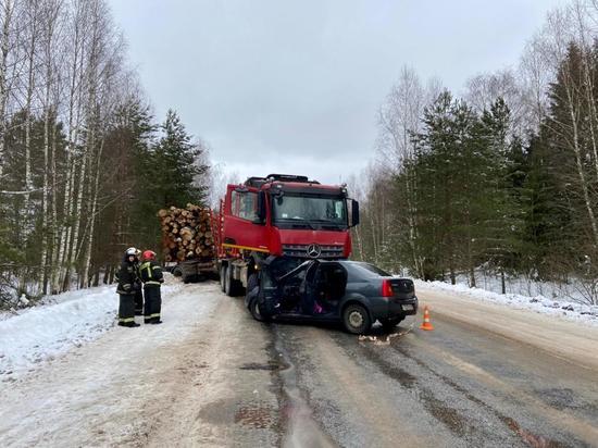 В Тверской области иномарка влетела в лесовоз