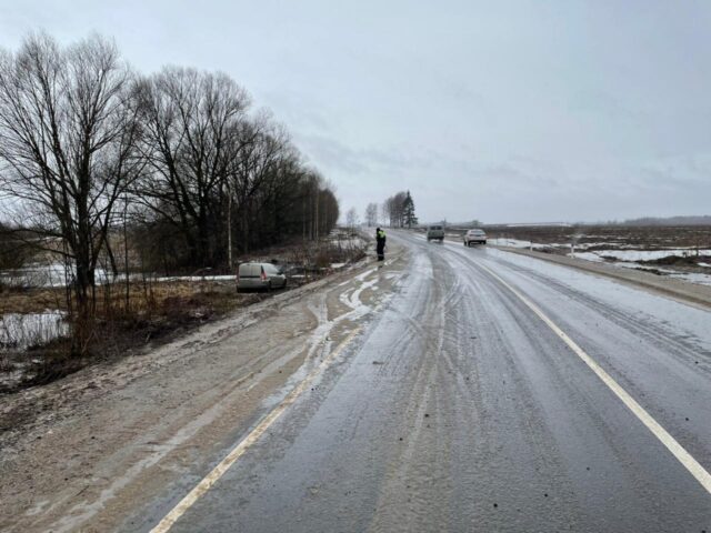 Легковушка уехала в кювет в Бежецком районе