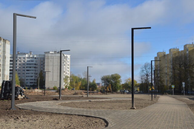 На Хромова в Твери завершается первый этап работ по благоустройству парка