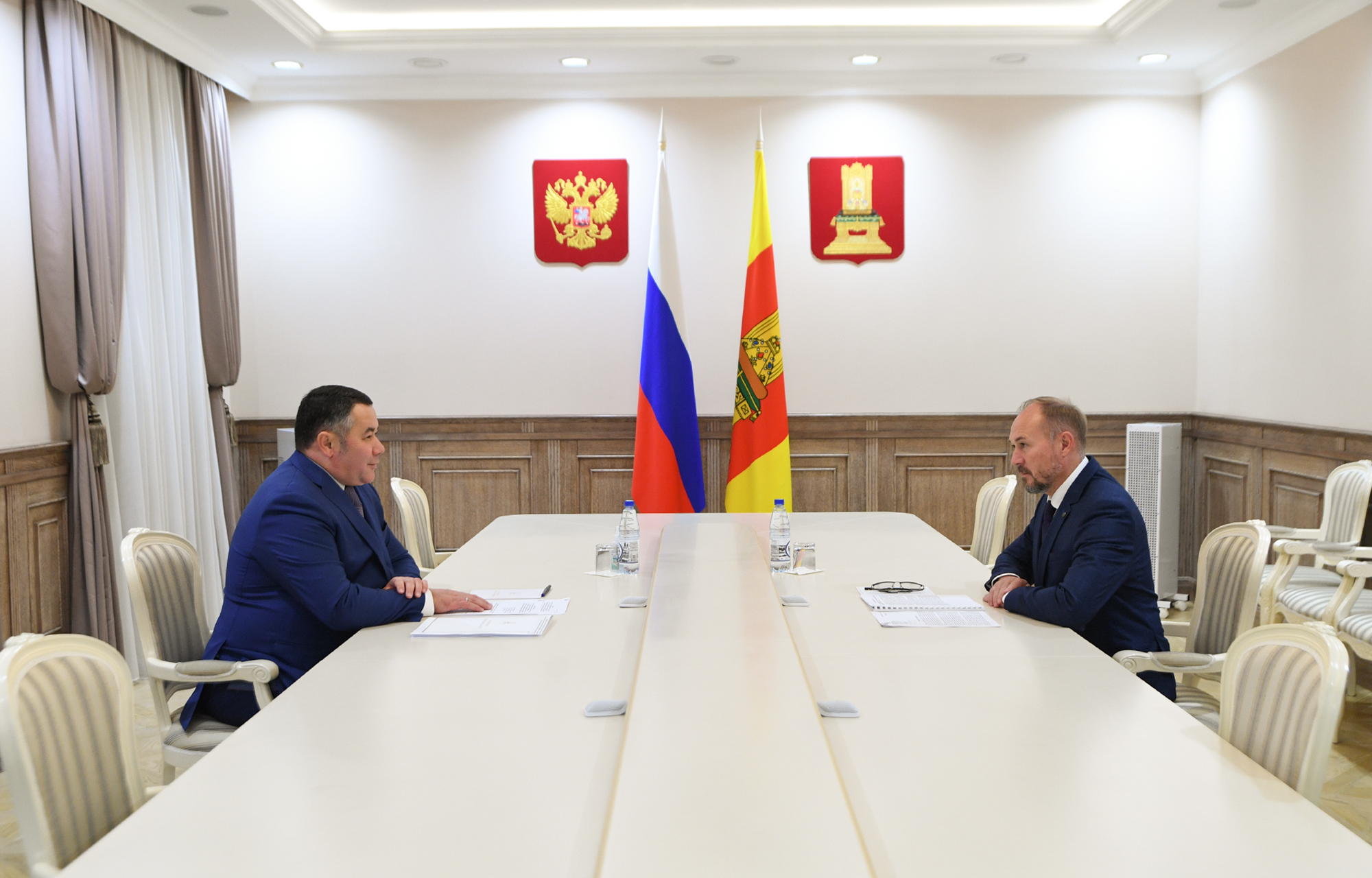 Игорь Руденя провел рабочую встречу с главой Старицкого района Сергеем Журавлёвым