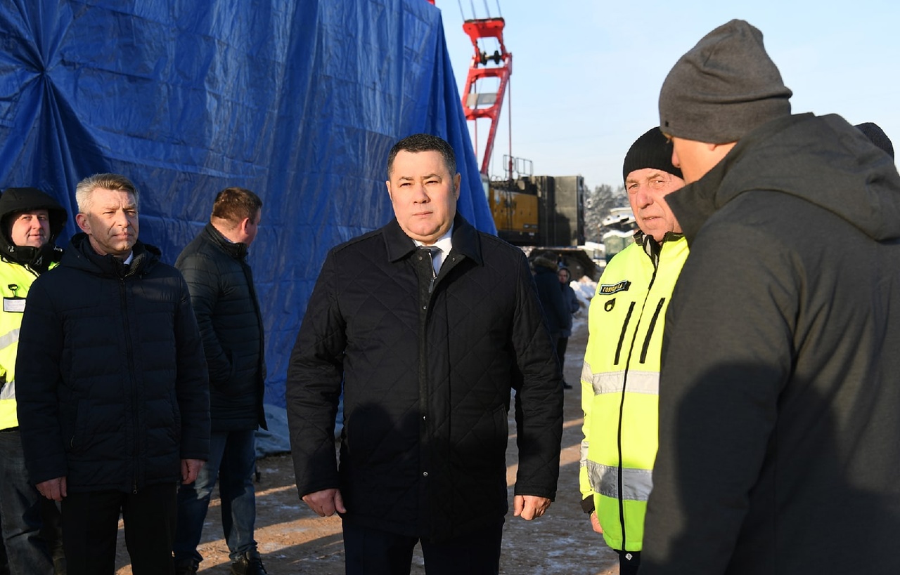 Игорь Руденя проинспектировал ход строительства Западного моста в Твери Игорь Руденя проинспектировал ход строительства Западного моста в Твери