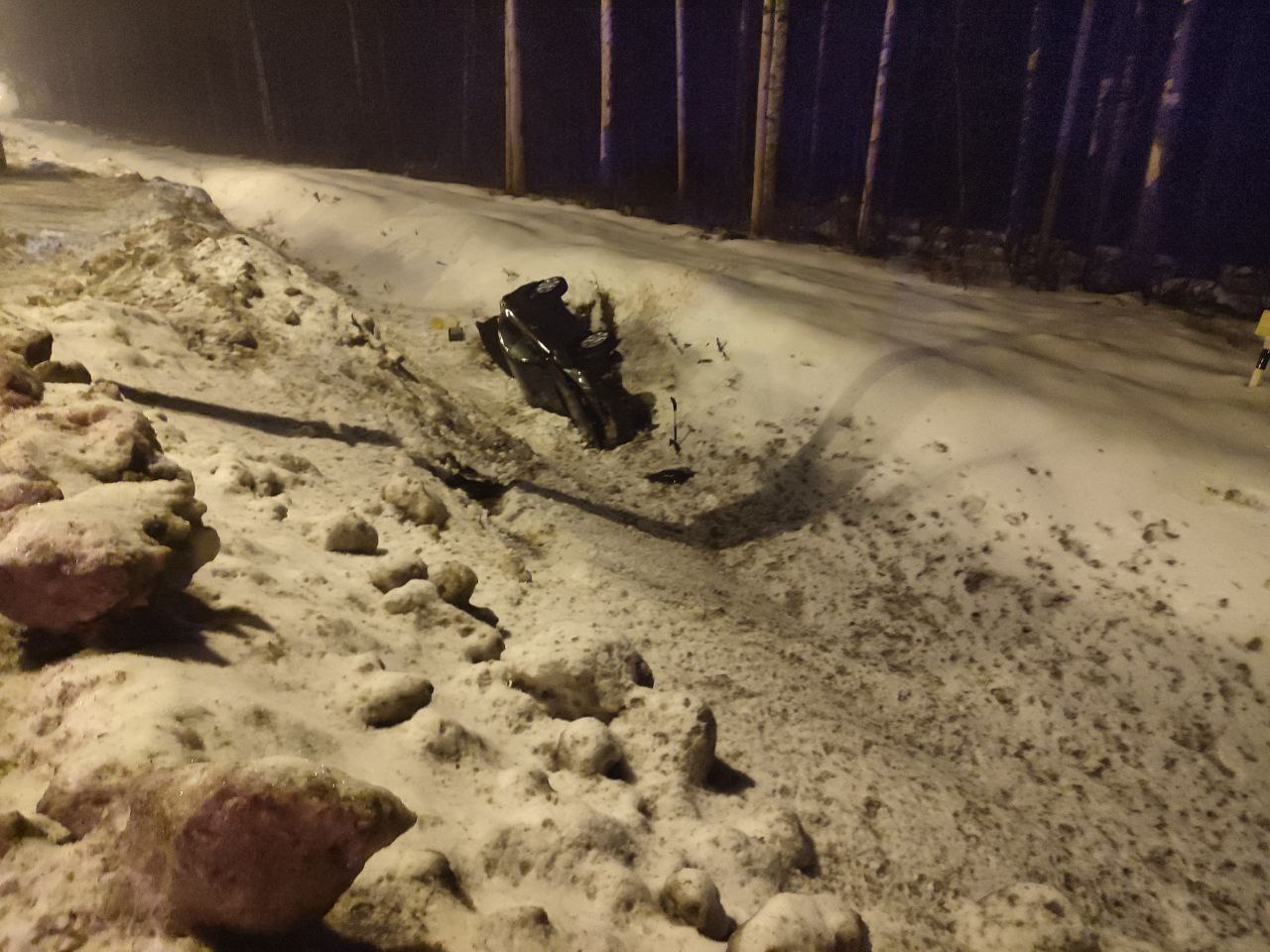 Иномарка вылетела в кювет на трассе М-10 в Тверской области