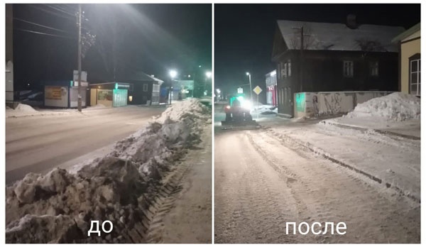 На улице Дзержинского в городе Бологое убрали снежные валы На улице Дзержинского в городе Бологое убрали снежные валы