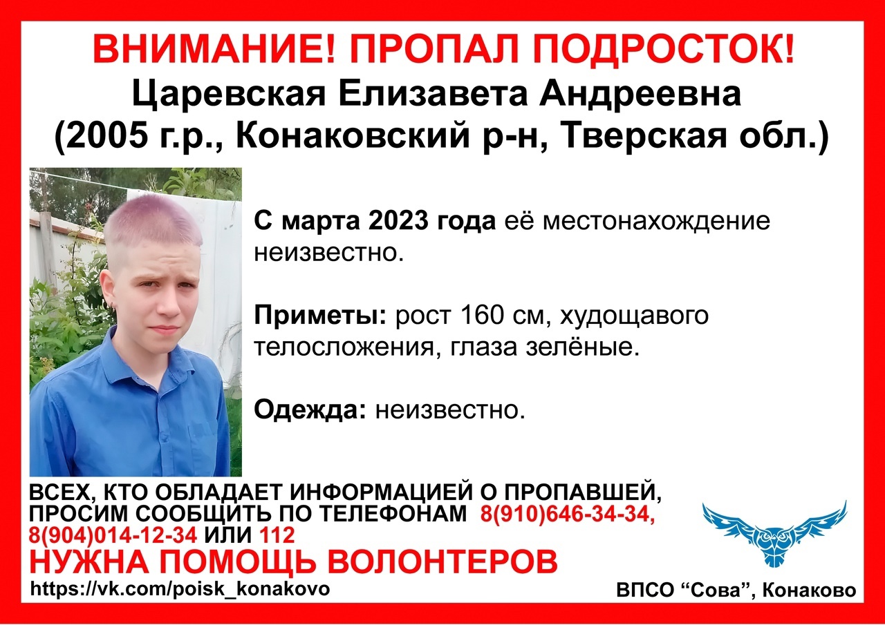 В Конаковском районе вновь разыскивают 17-летнюю девушку