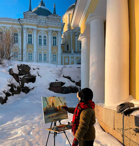 Художники устроили зимний пленэр в Нило-Столобенской пустыни