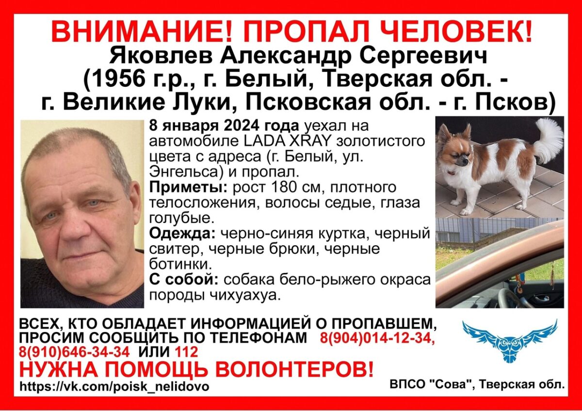 В Тверской области пропал пенсионер с собакой