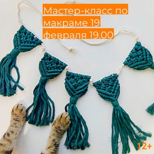 Тверское котокафе приглашает на мастер-класс по макраме «Гирлянда»