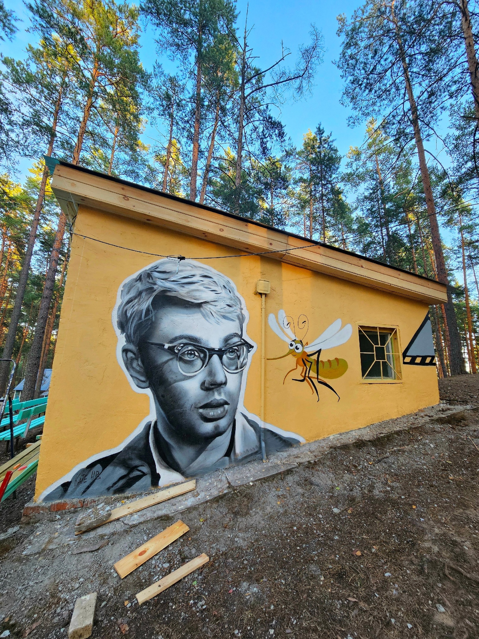 Известная тверская художница расписала стену кинотеатра