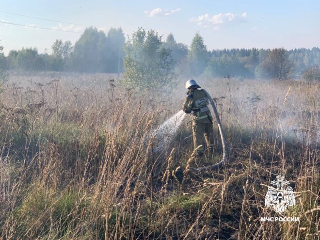 В двух районах Тверской области произошло возгорание сухой травы