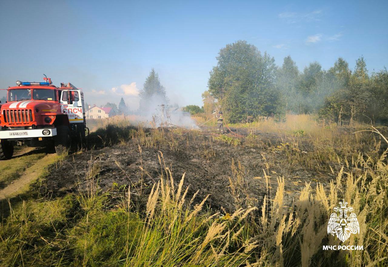 В двух районах Тверской области произошло возгорание сухой травы