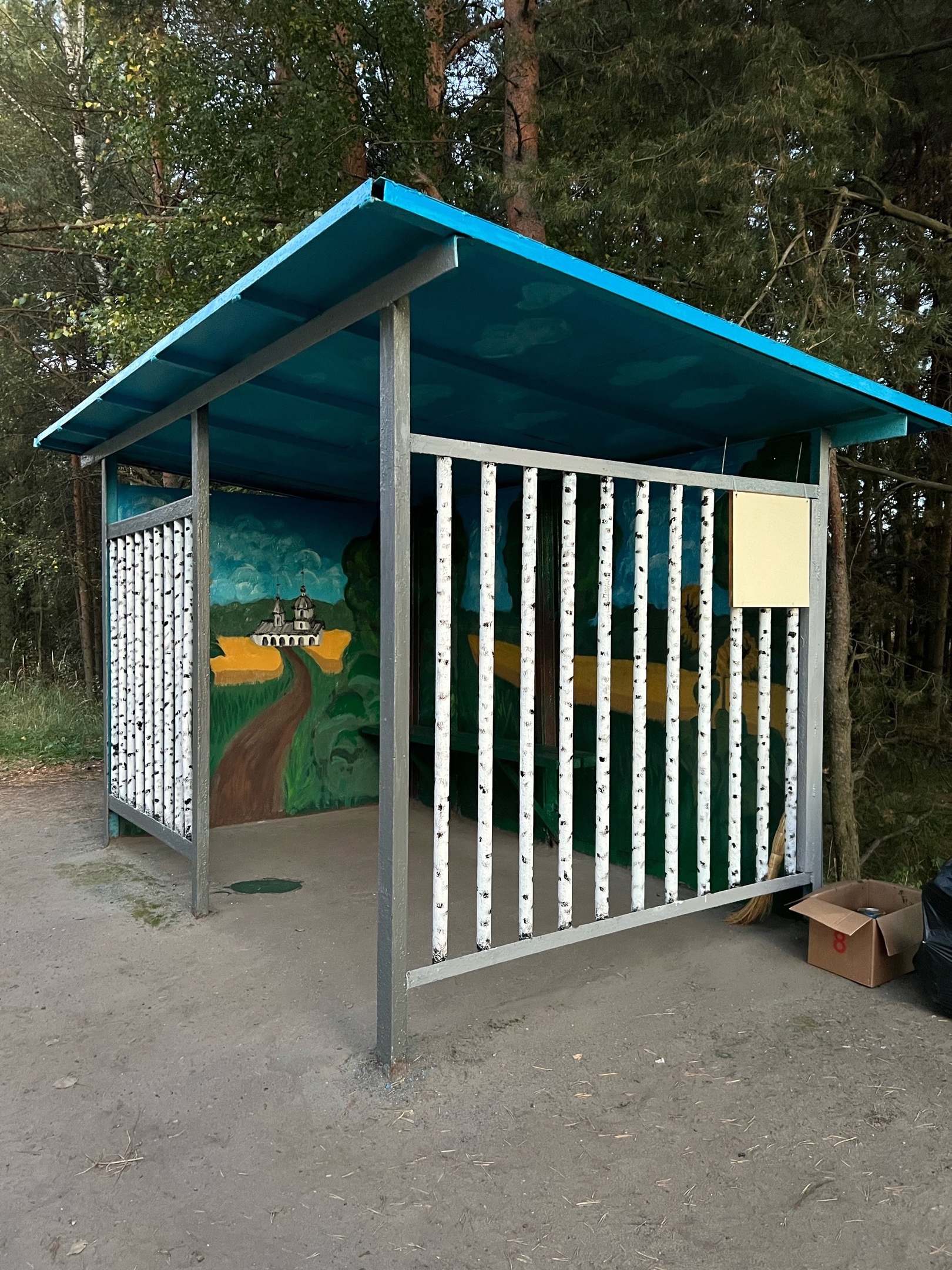 В деревне под Тверью появился красочный остановочный павильон