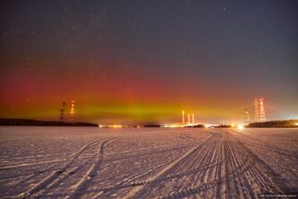 В Тверской области сфотографировали яркое северное сияние яркое северное сияние