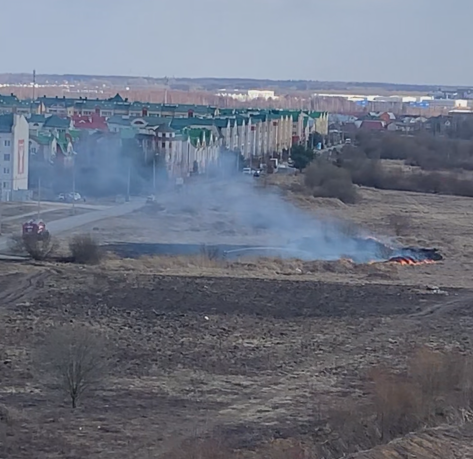 Тверские пожарные тушат пал сухой травы в микрорайоне сухой травы