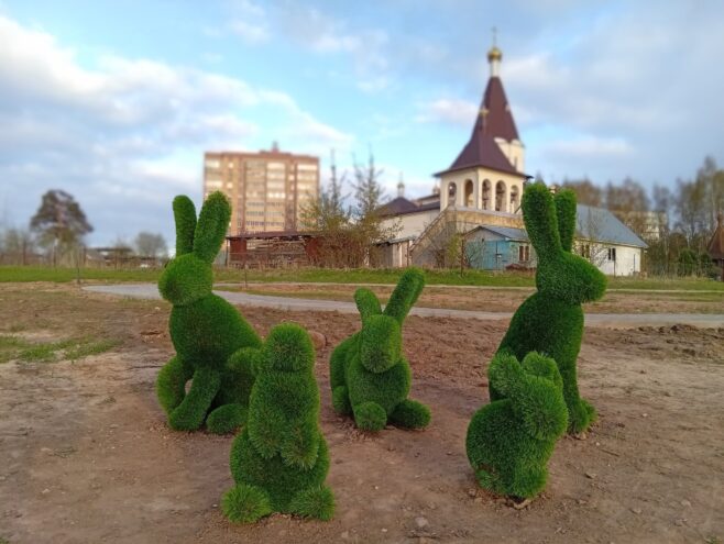 В городе Конаково поселились «семейства» зелёных зайчиков зайчиков