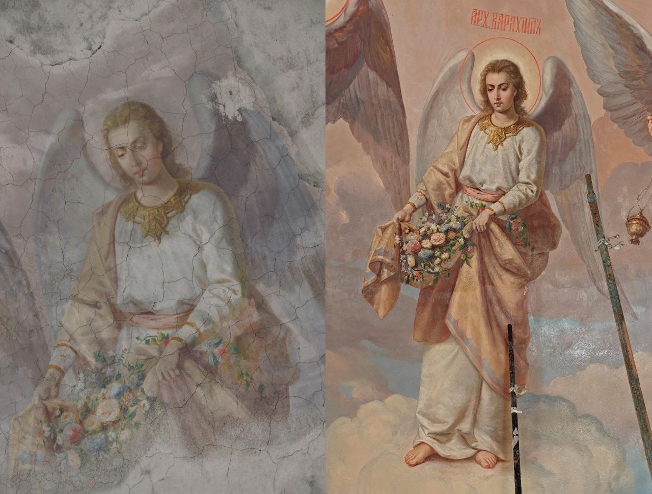 Мастера-иконописцы восстановили фигуры архангелов в соборе Тверской области