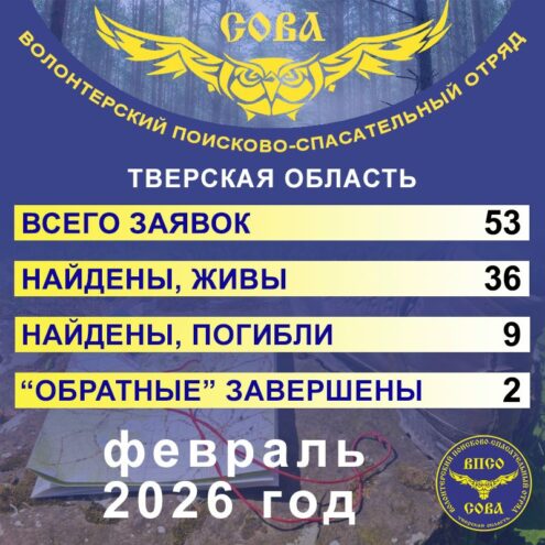 ВПСО "Сова" отчитались о проведенных поисках за февраль
