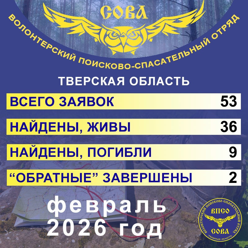 ВПСО "Сова" отчитались о проведенных поисках за февраль