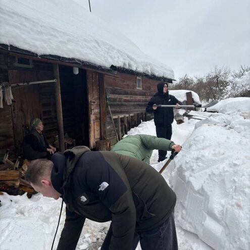 Студенты расчистили от снега участок пожилой пенсионерки в Тверской области