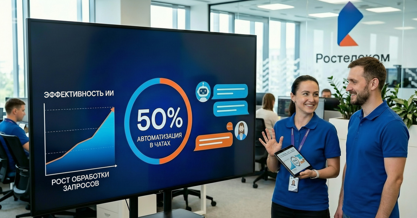 «Ростелеком» достиг 50% автоматизации клиентской поддержки в чатах с помощью ИИ
