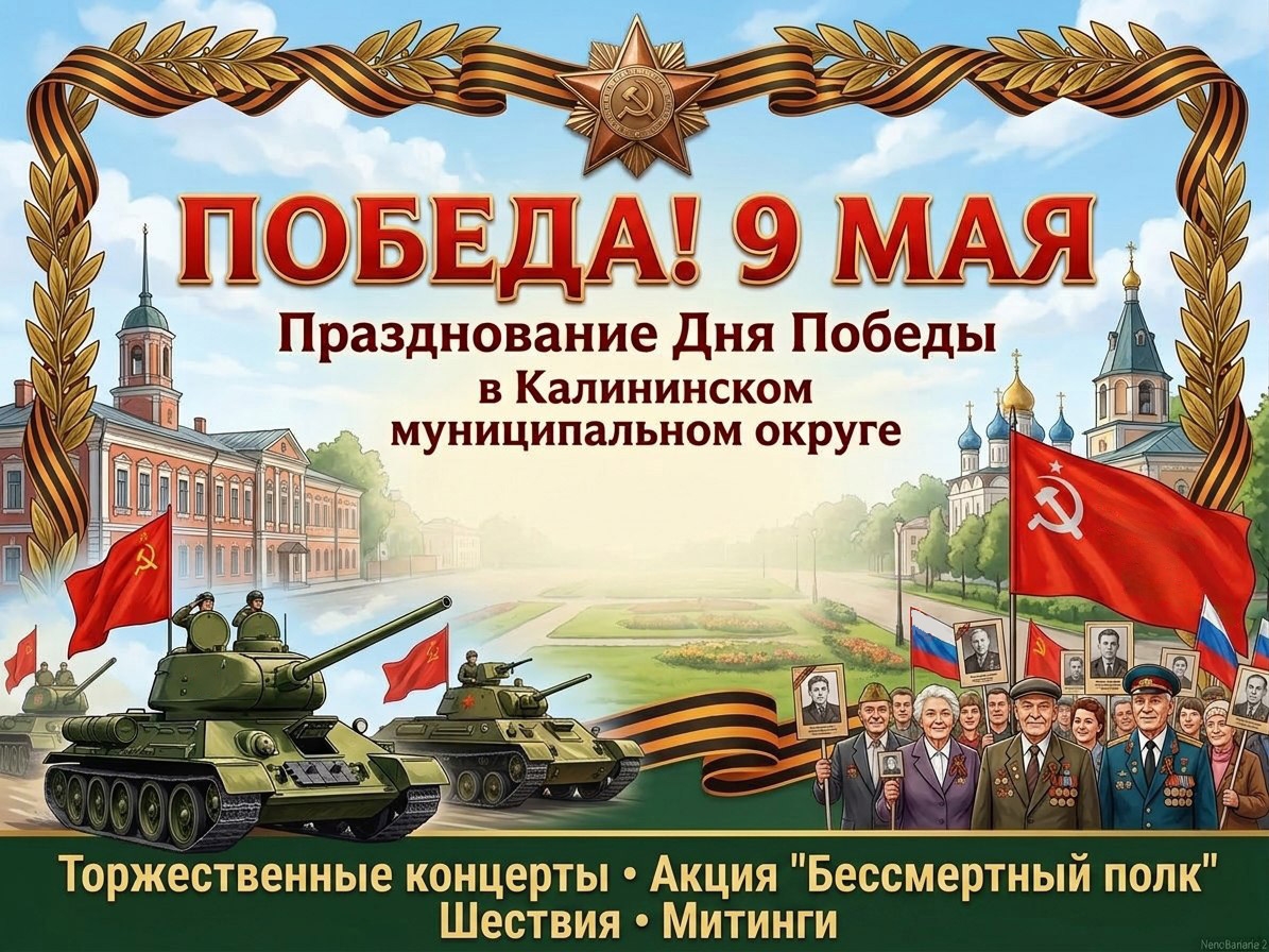День Победы в Калининском округе: шествия, концерты и дань памяти героям